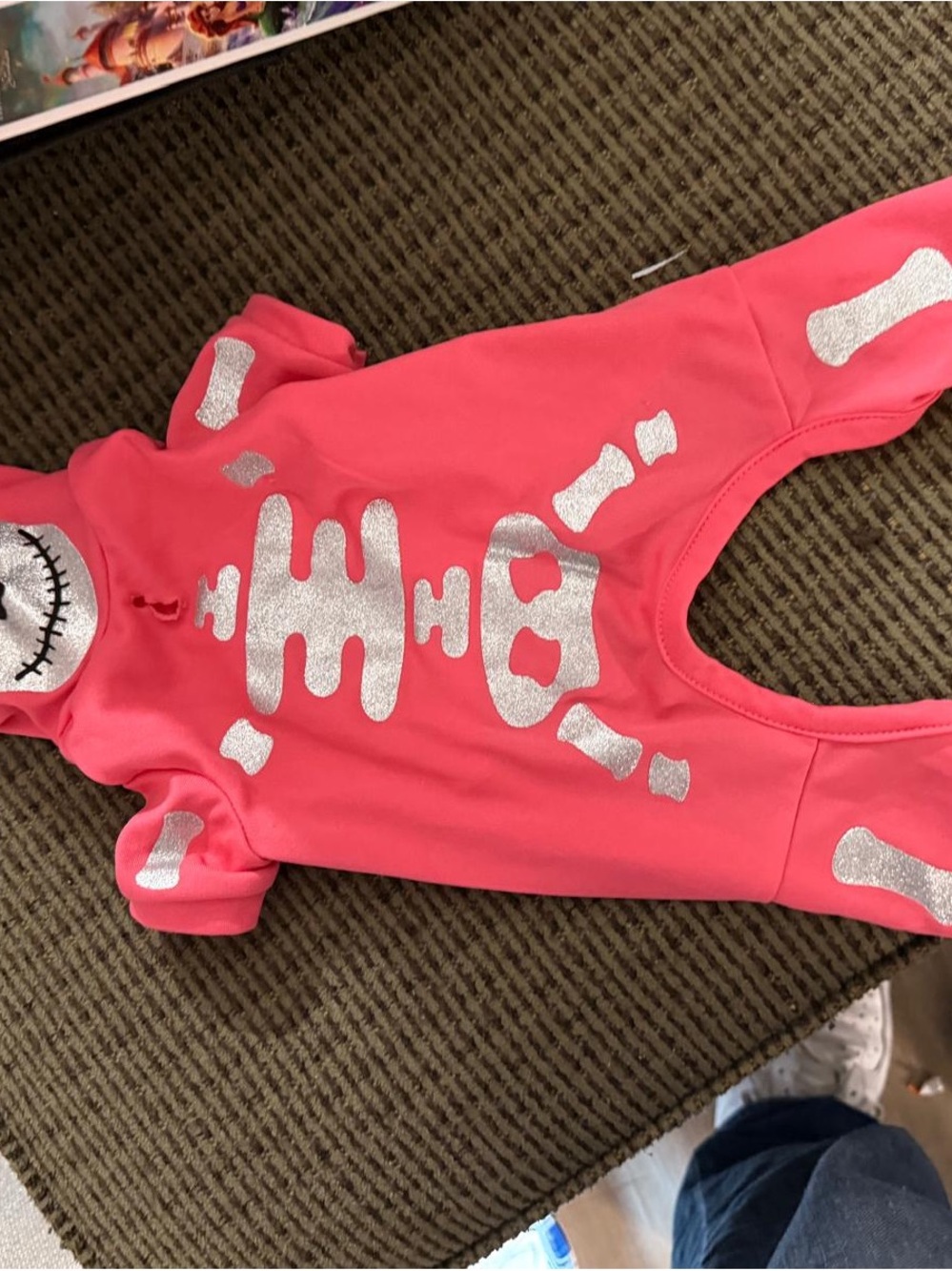 Kids Coral Pink Skeleton One-Piece Romper